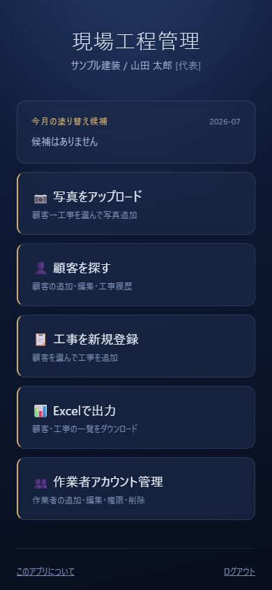 現場帳 — ホーム・今月の状況
